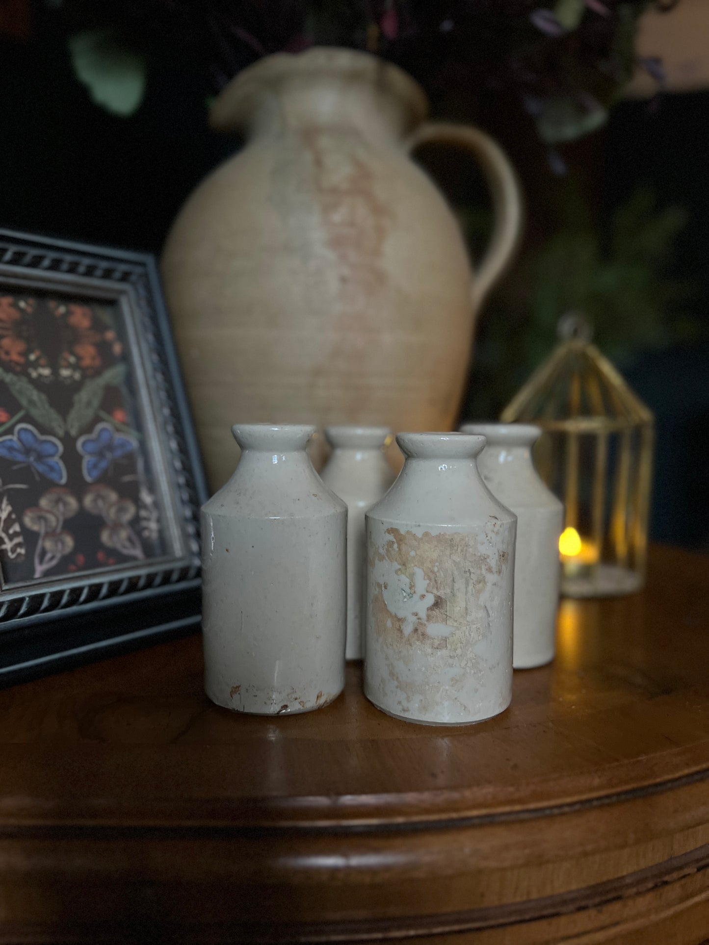 Salvaged stoneware bottle - cream
