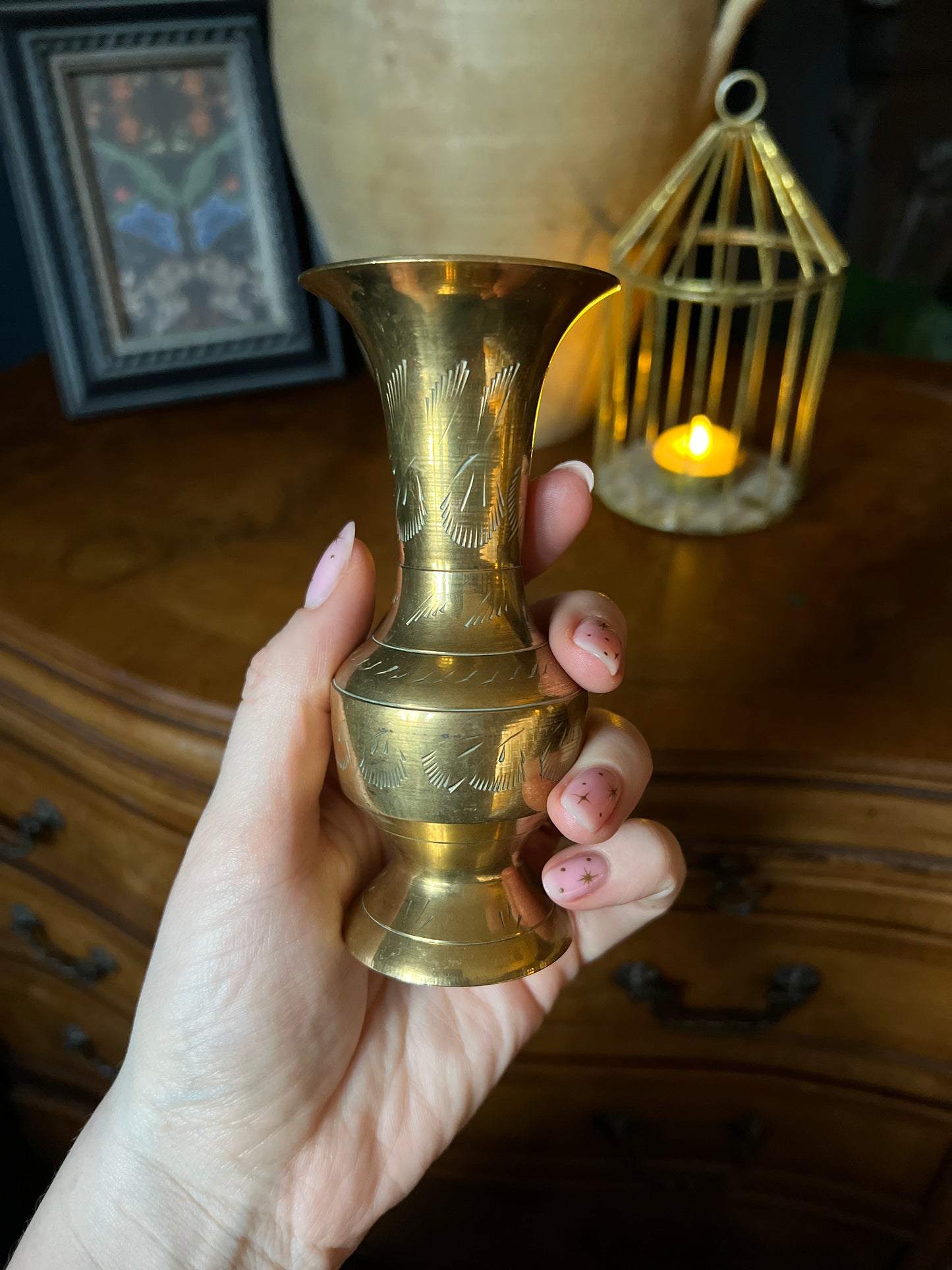 Fluted brass bud vase