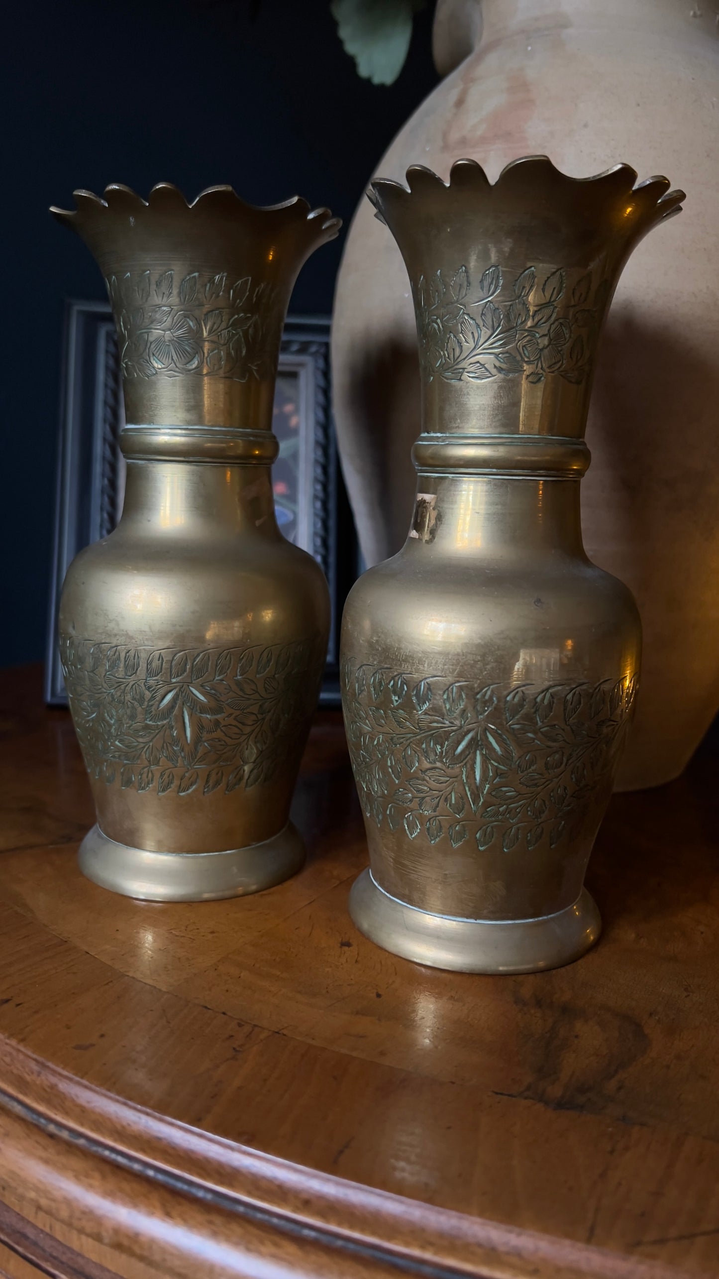 Pair of Indian brass vases