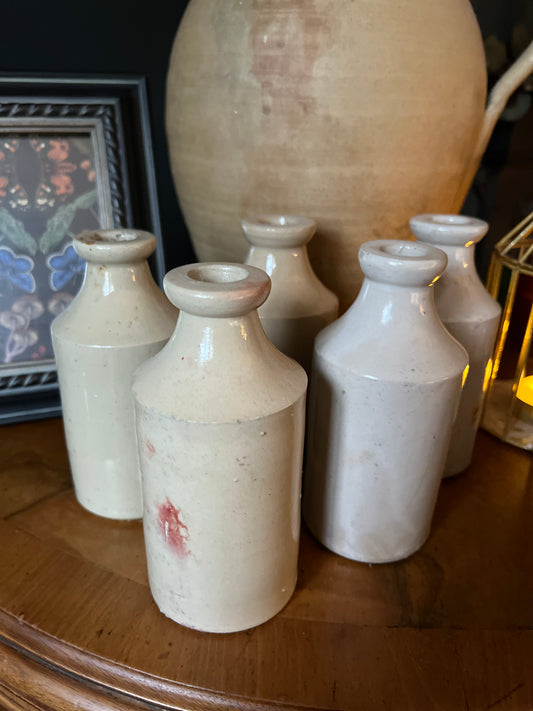 Medium salvaged stoneware bottle - cream