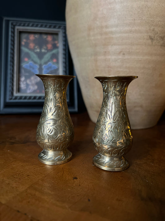 Brass bud vases