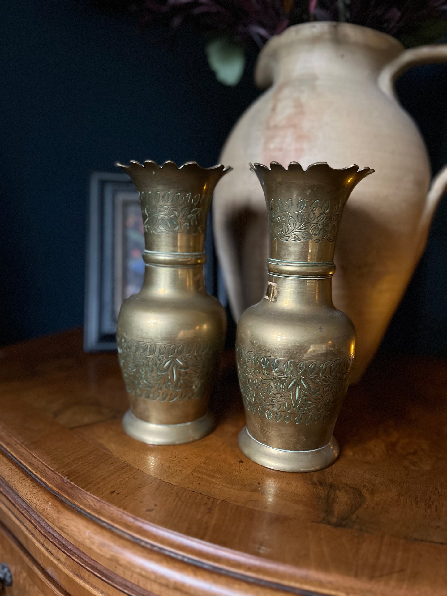 Pair of Indian brass vases