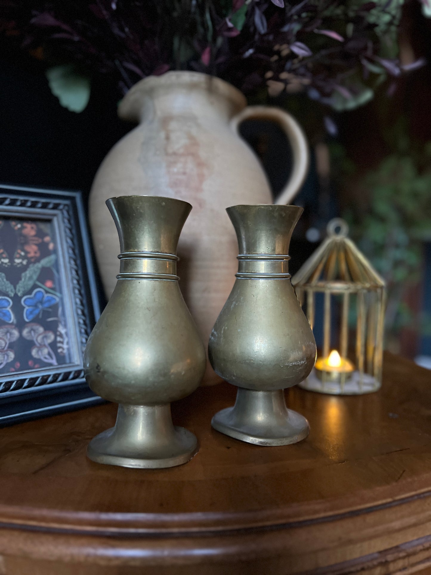 Pair of brass vases