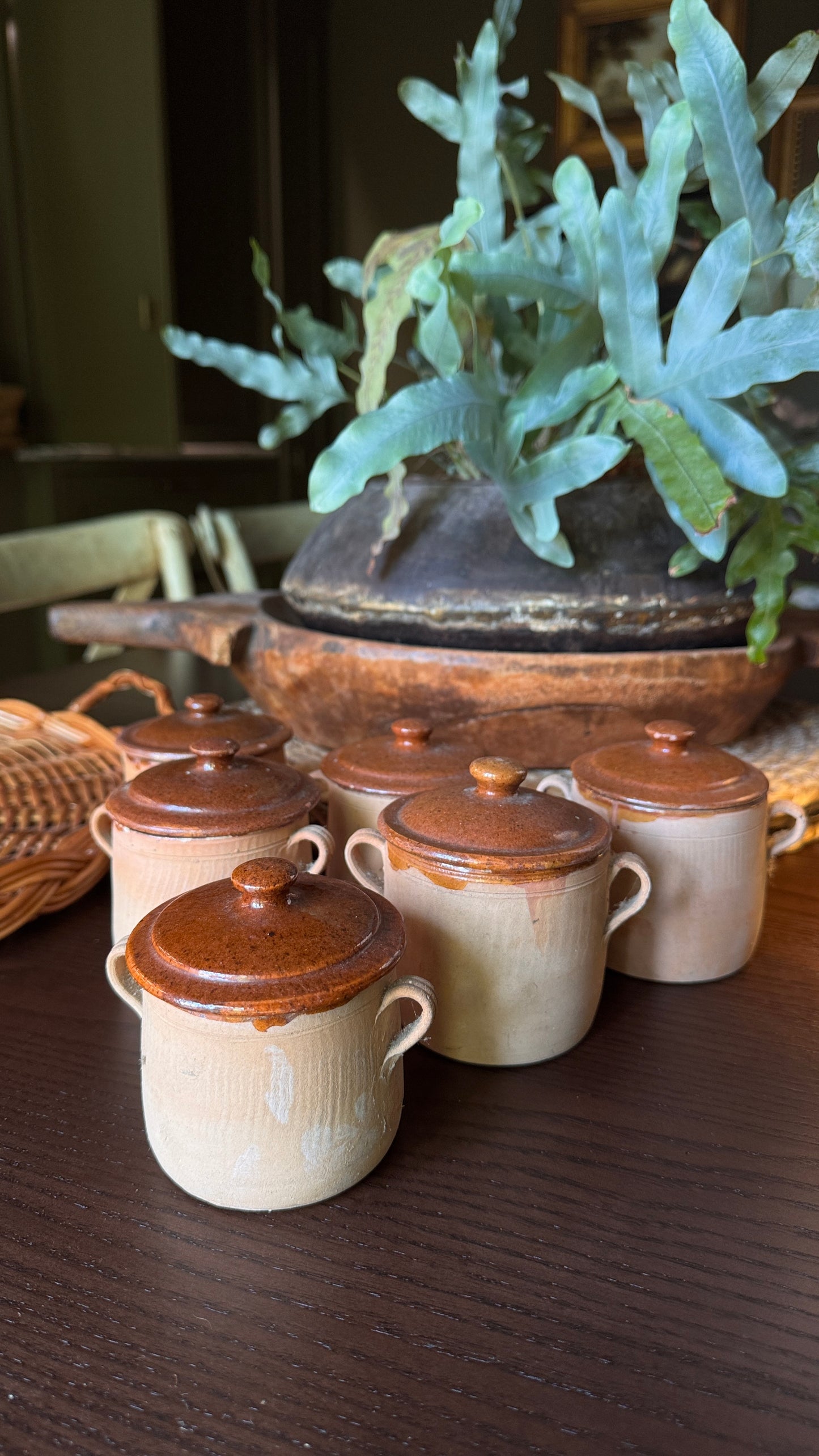 Antique French Stoneware Lidded Pot | Confit Pots | Rustic Kitchen Storage