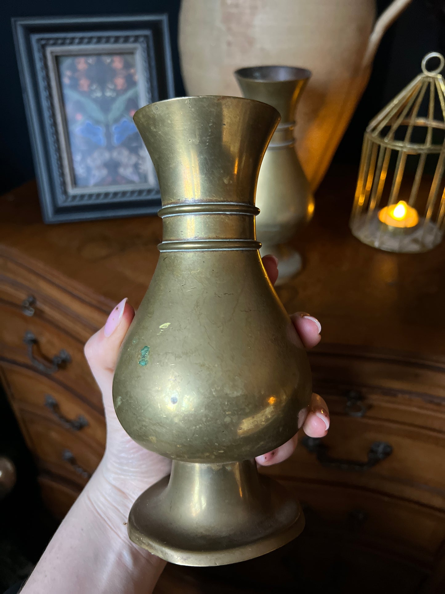 Pair of brass vases