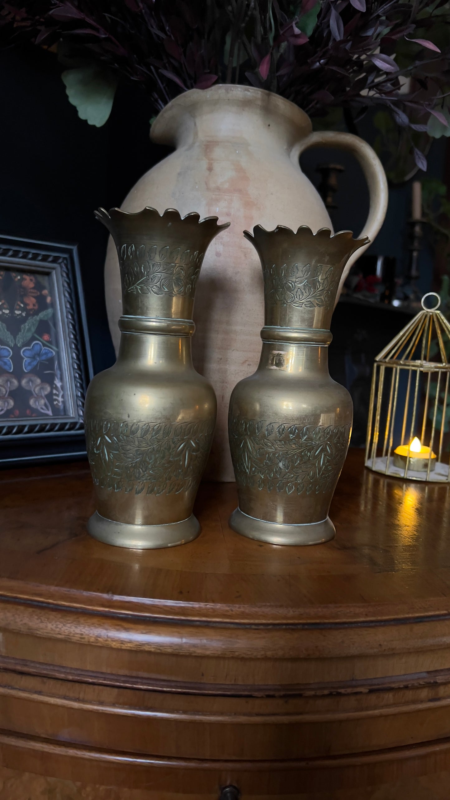 Pair of Indian brass vases