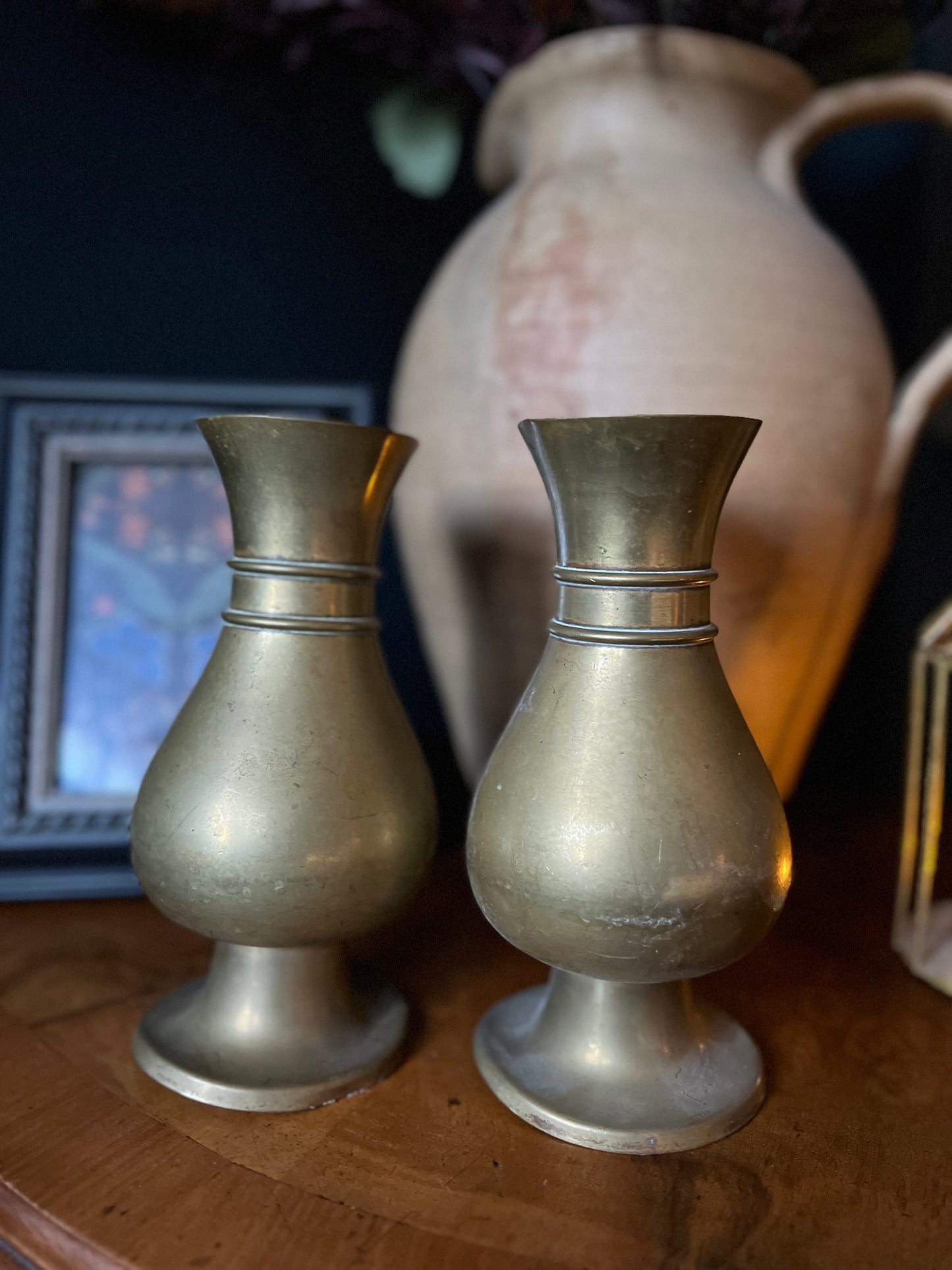 Pair of brass vases