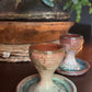 Vintage Studio Pottery Egg Cup | Hand-Thrown | Mauve & Teal Glaze
