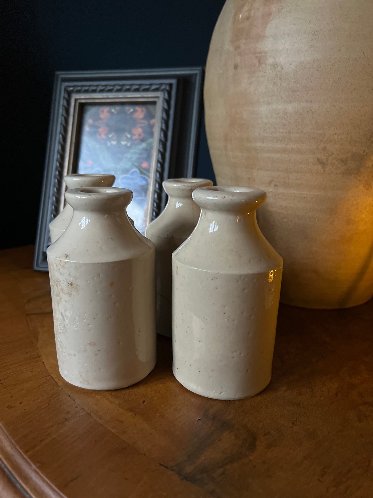 Salvaged stoneware bottle - cream