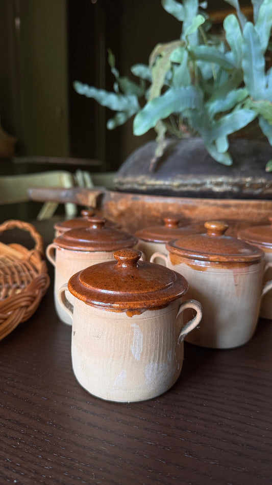 Antique French Stoneware Lidded Pot | Confit Pots | Rustic Kitchen Storage