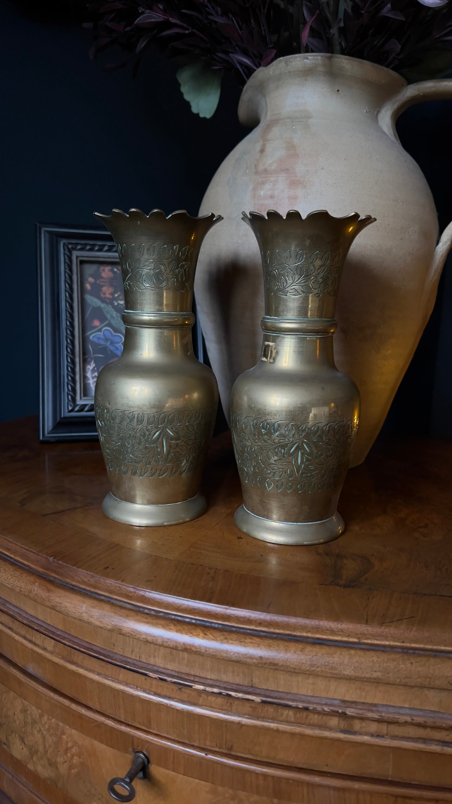Pair of Indian brass vases