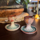 Vintage Studio Pottery Egg Cup | Hand-Thrown | Mauve & Teal Glaze