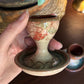 Vintage Studio Pottery Egg Cup | Hand-Thrown | Mauve & Teal Glaze