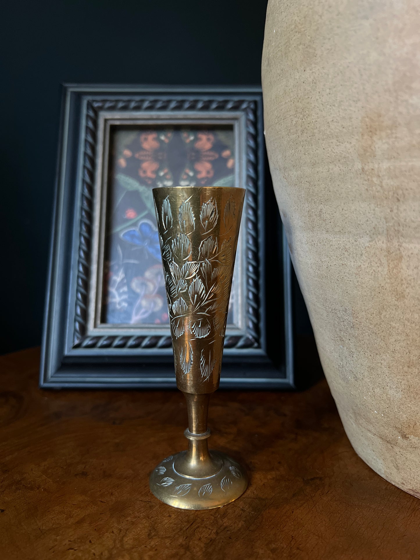 Indian brass goblet / bud vase is