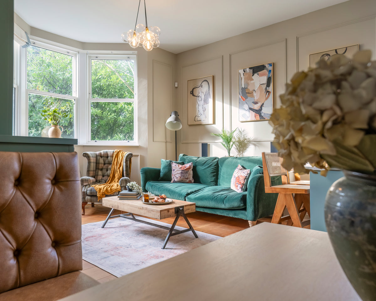 Warm neutral details in the Kent living room by Delve Interiors