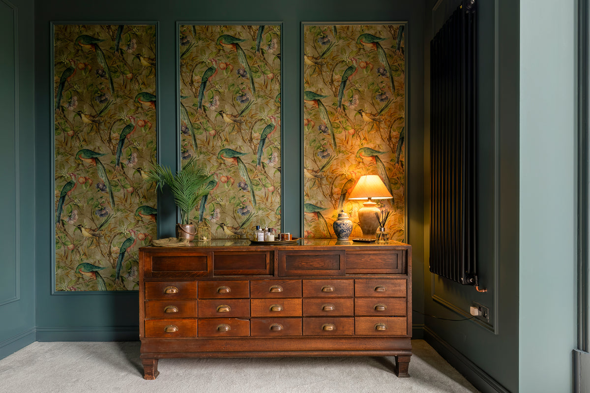 Bedroom styling with rich tones and layered textiles by Delve Interiors