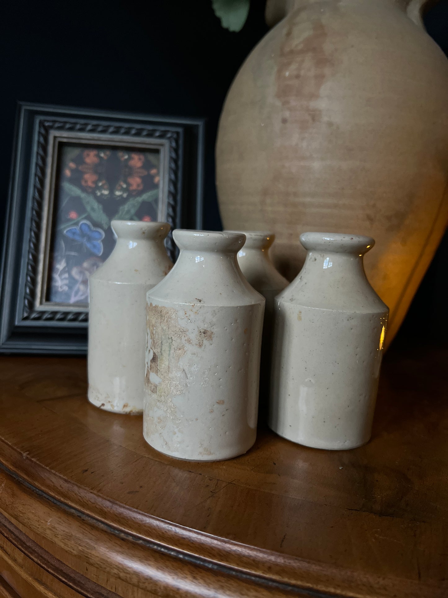 Salvaged stoneware bottle - cream