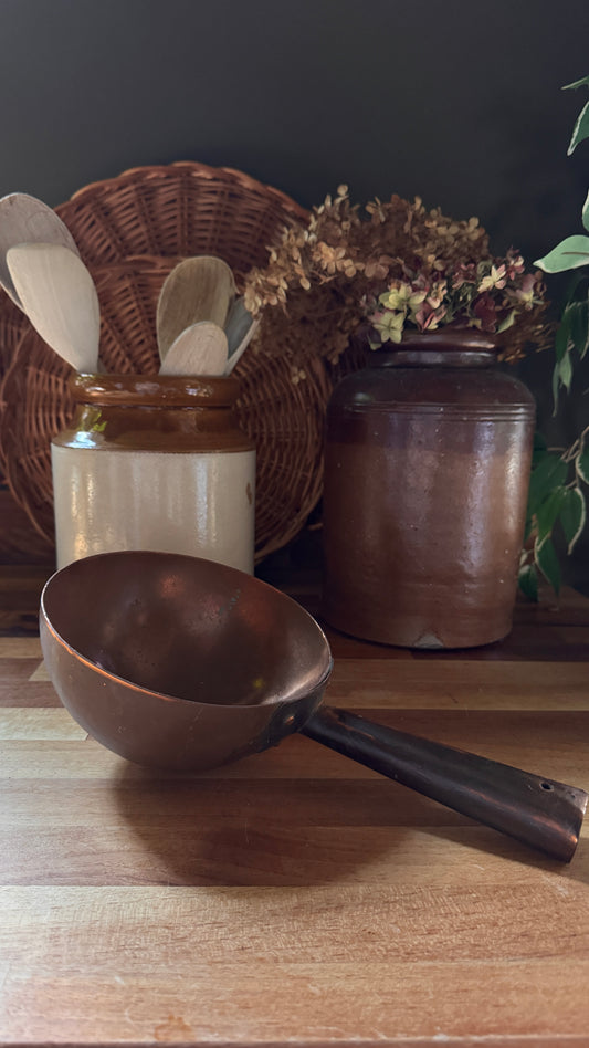 Antique Copper Ladle | Riveted Iron Handle | 19th Century Kitchen Antique | Rustic Copper Homeware