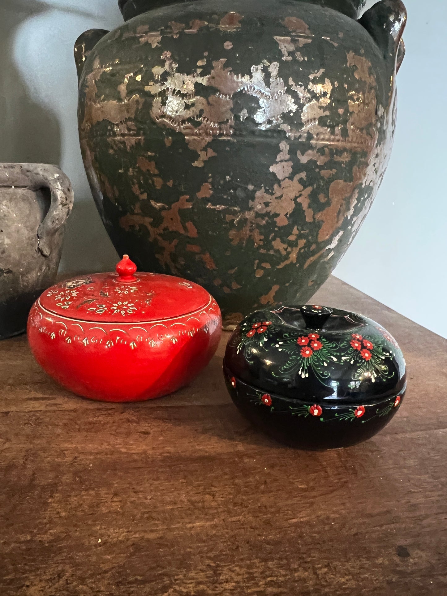 Black hand painted trinket box