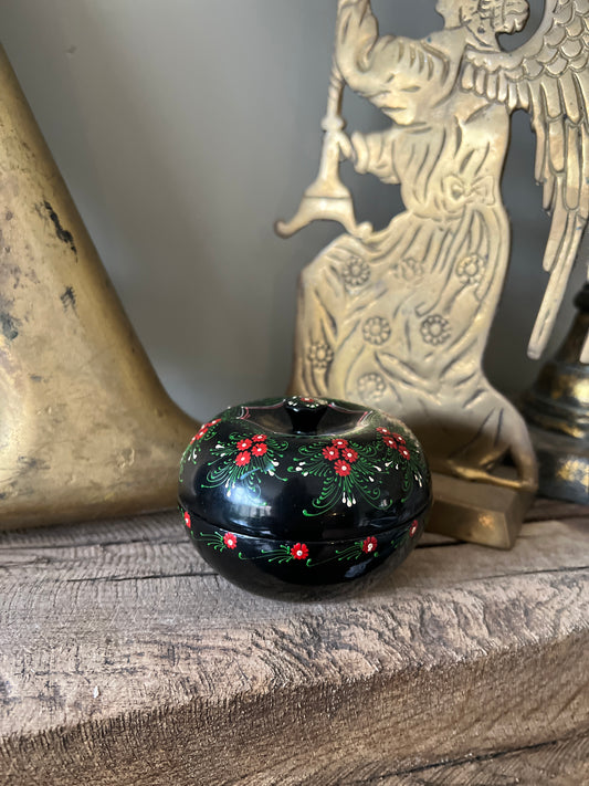 Black hand painted trinket box