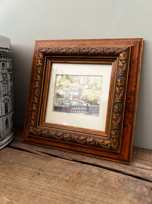 Framed miniature of a garden scene